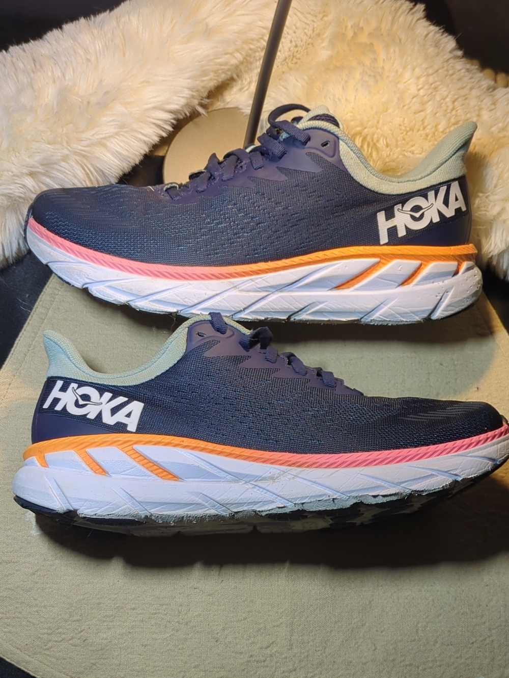 Hoka Women's Navy with Coral and Orange Athletic Running Shoes NOW ONLY $40